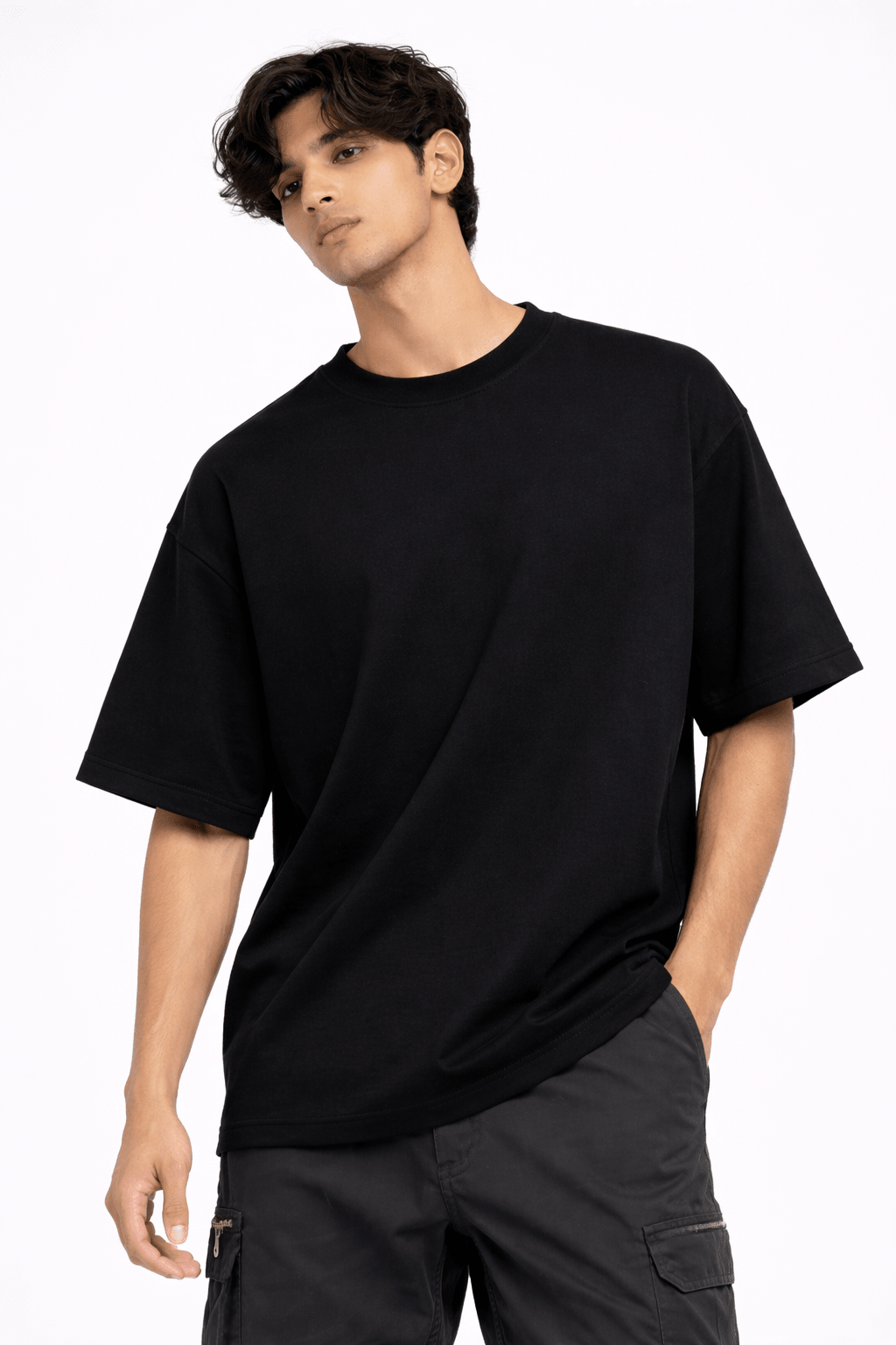 Jet Black Oversized T-Shirt | Unisex Relaxed Fit Tee – VibeZ9