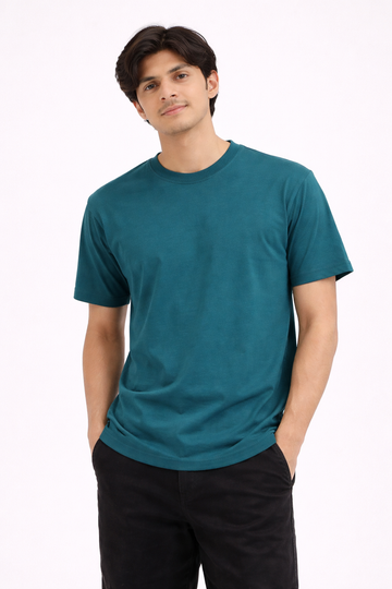 Teal Crew Neck T-Shirt | Premium Cotton Casual Tee