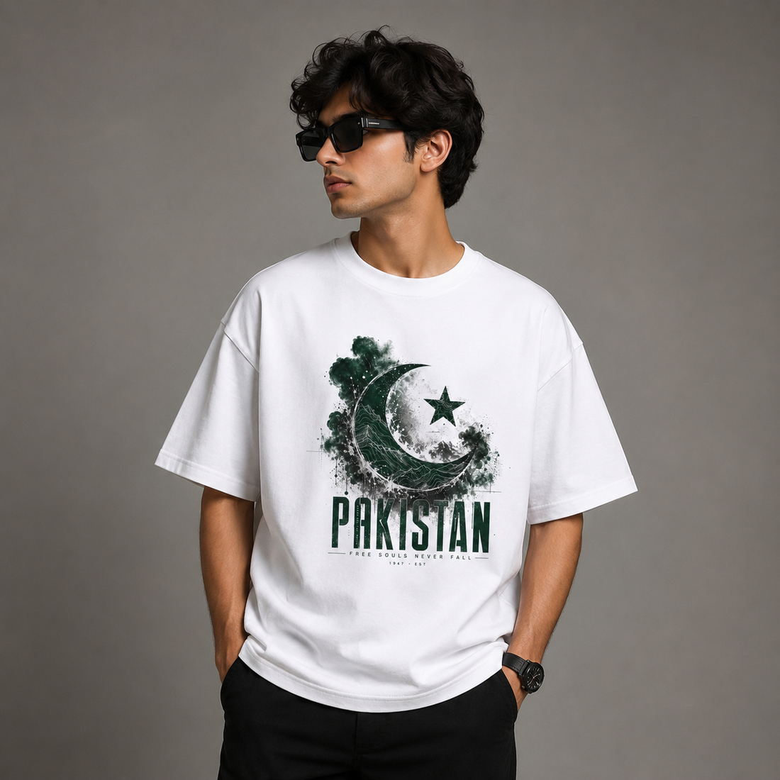 Pakistan Free Souls Oversized Relaxed Fit Graphic T-Shirt