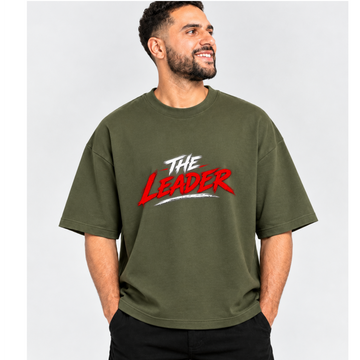 The Leader Brush Typography Oversized Graphic T-Shirt