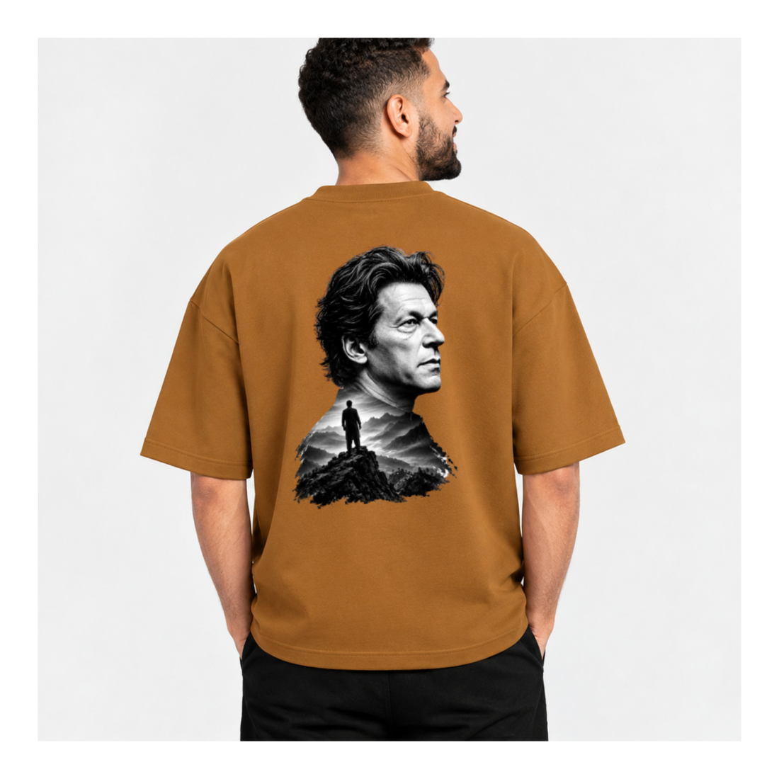 Kaptaan Mountain Double Exposure Oversized Graphic T-Shirt