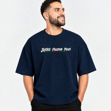 Imran Khan Justice Freedom Peace Oversized Graphic T-Shirt