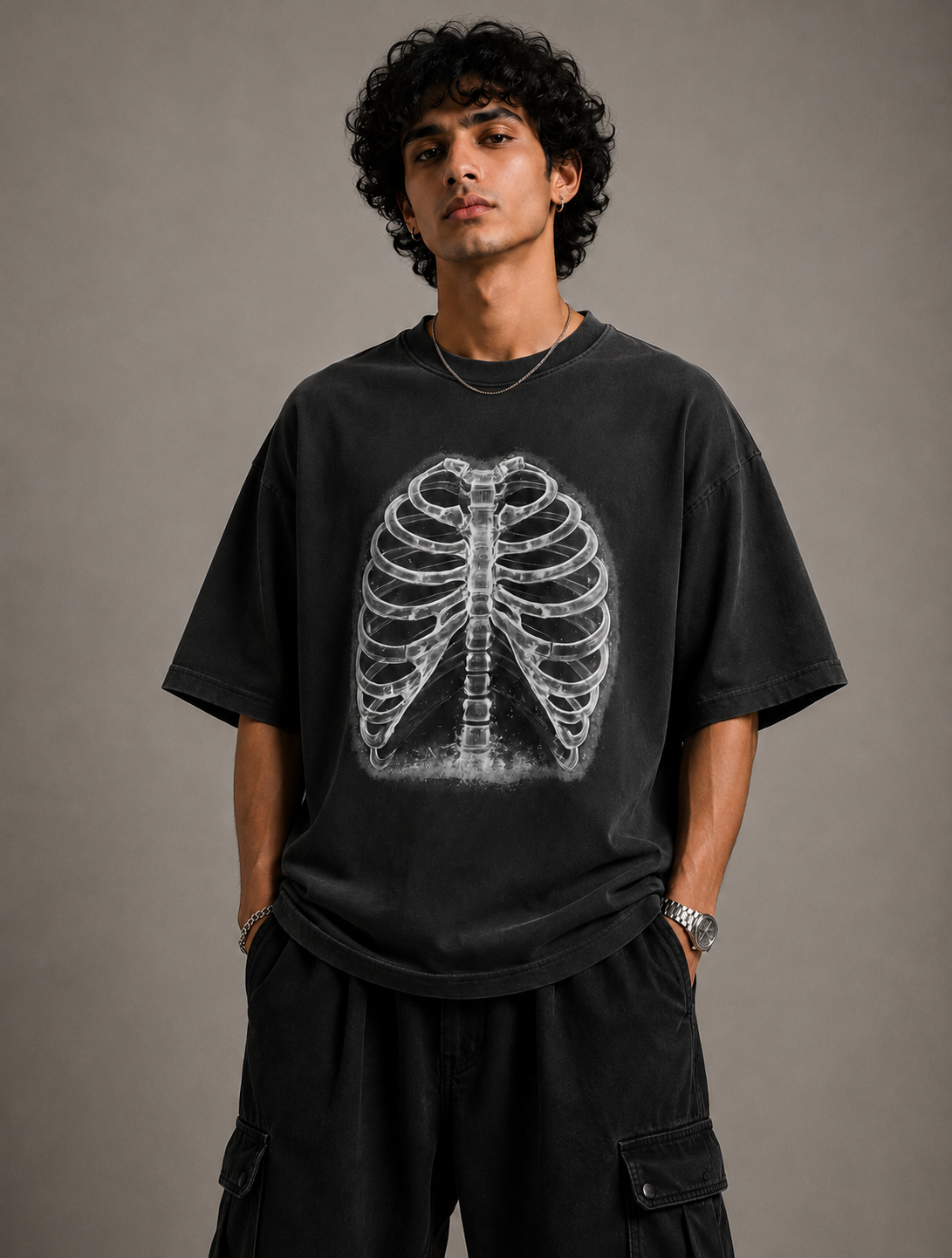 Skeleton Ribcage Oversized Graphic Tee