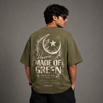 Born Different Made of Green Olive Oversized Graphic T-Shirt