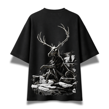Deer Wilderness Oversized T-Shirt – Black