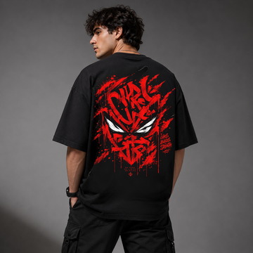 Graffiti Demon Face Oversized Graphic Tee