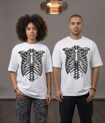 Anatomy Ribcage Skeleton Graphic Oversized T-Shirt