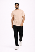 Beige Crew Neck T-Shirt | Premium Cotton Casual Tee - Vibe Z9