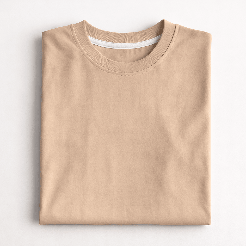 Beige Crew Neck T-Shirt | Premium Cotton Casual Tee - Vibe Z9