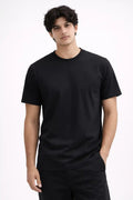 Black Crew Neck T-Shirt | Premium Cotton Casual Tee - Vibe Z9