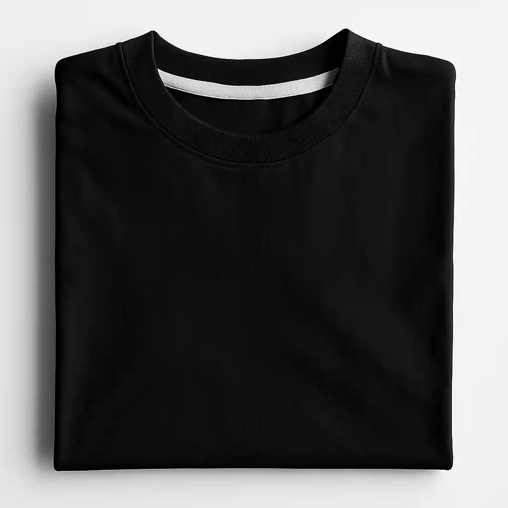 Black Crew Neck T-Shirt | Premium Cotton Casual Tee - Vibe Z9