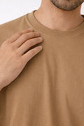 Camel Oversized Crew Neck Tee | Premium Cotton Unisex - Vibe Z9