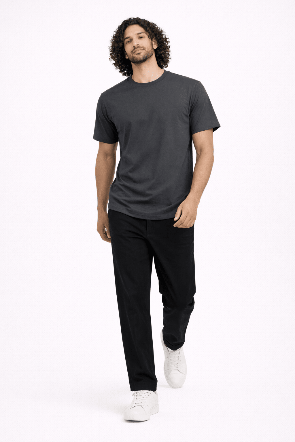 Charcoal Crew Neck T-Shirt | Premium Cotton Casual Tee - Vibe Z9