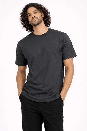 Charcoal Crew Neck T-Shirt | Premium Cotton Casual Tee - Vibe Z9