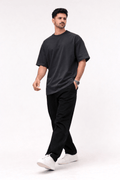 Charcoal Oversized Crew Neck Tee | Premium Cotton Unisex - Vibe Z9