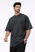Charcoal Oversized Crew Neck Tee | Premium Cotton Unisex - Vibe Z9