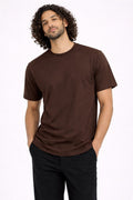 Dark Brown Crew Neck T-Shirt | Premium Cotton Casual Tee - Vibe Z9