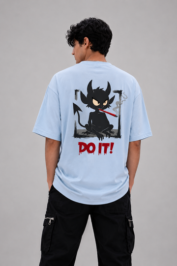 DO IT Devil Cat Oversized Graphic Tee