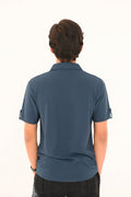 Double Pocket Short Sleeve Textured Shirt – Smart Casual Button-Down - Vibe Z9