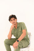 Double Pocket Short Sleeve Textured Shirt – Smart Casual Button-Down - Vibe Z9