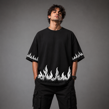 Flame Border Oversized Graphic Tee