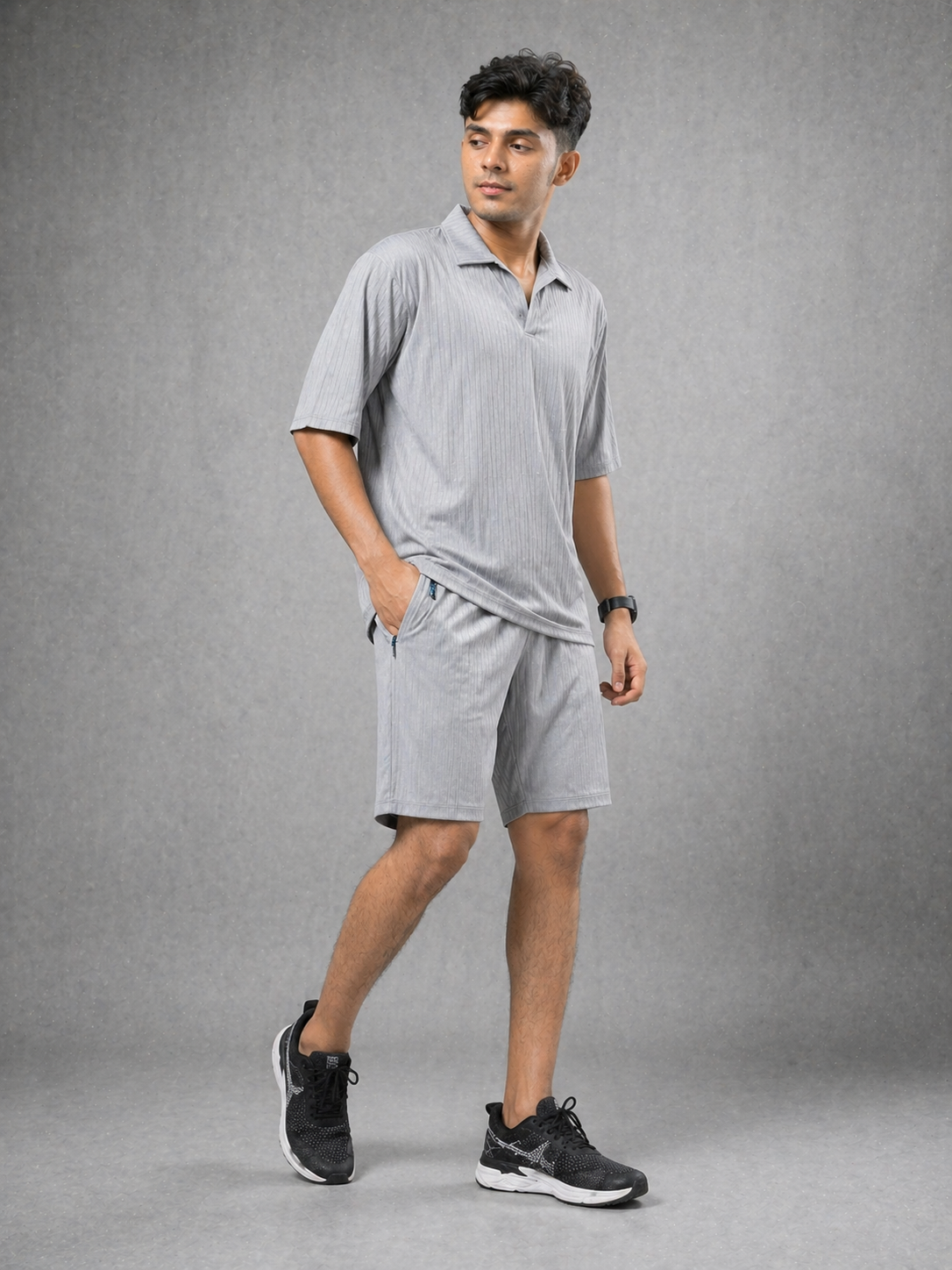Premium Textured Track Set – Relaxed Fit Shirt & Shorts Co-Ord