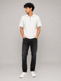 Half Zipper Striped Polo | Regular Fit Men's Polo - Vibe Z9