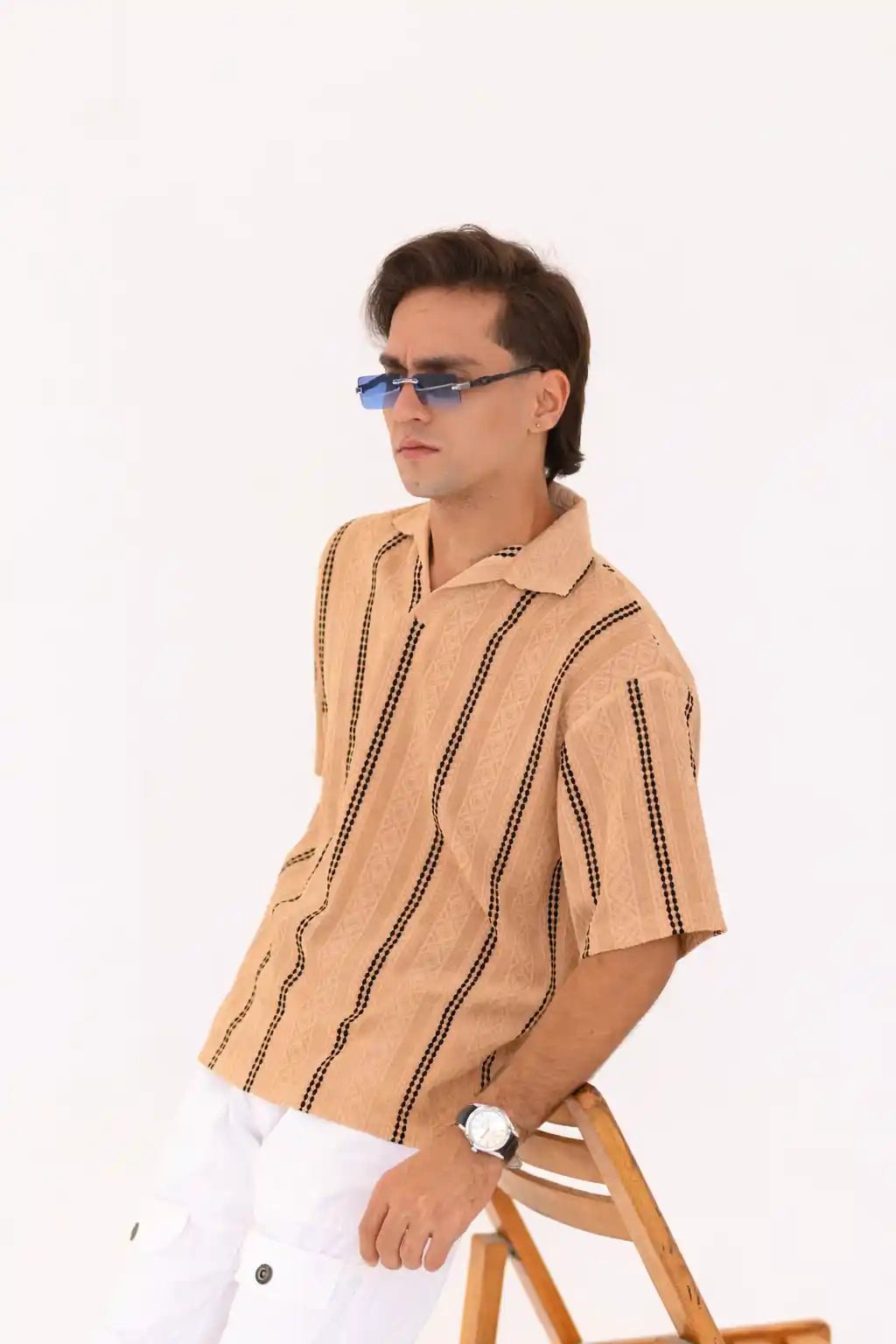 Imported Oversized Johnny Collar Shirt - Unisex - Vibe Z9