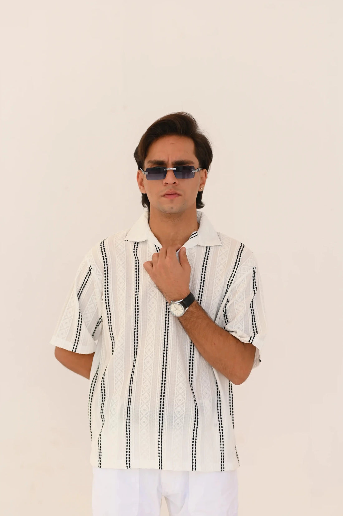 Imported Oversized Johnny Collar Shirt - Unisex - Vibe Z9
