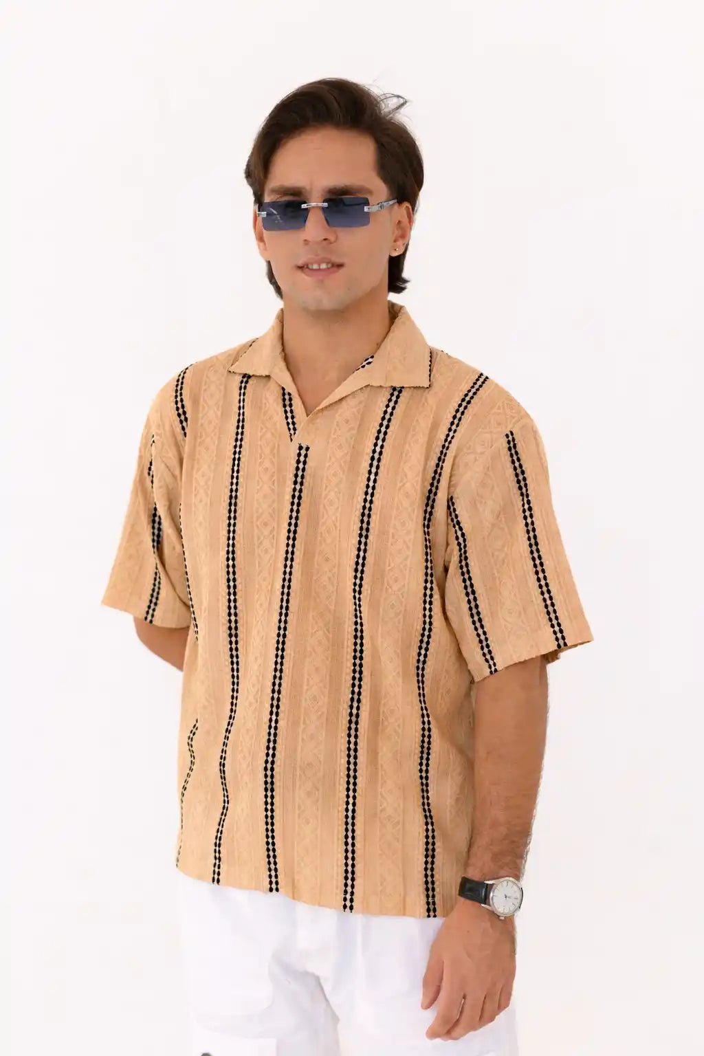 Imported Oversized Johnny Collar Shirt - Unisex - Vibe Z9