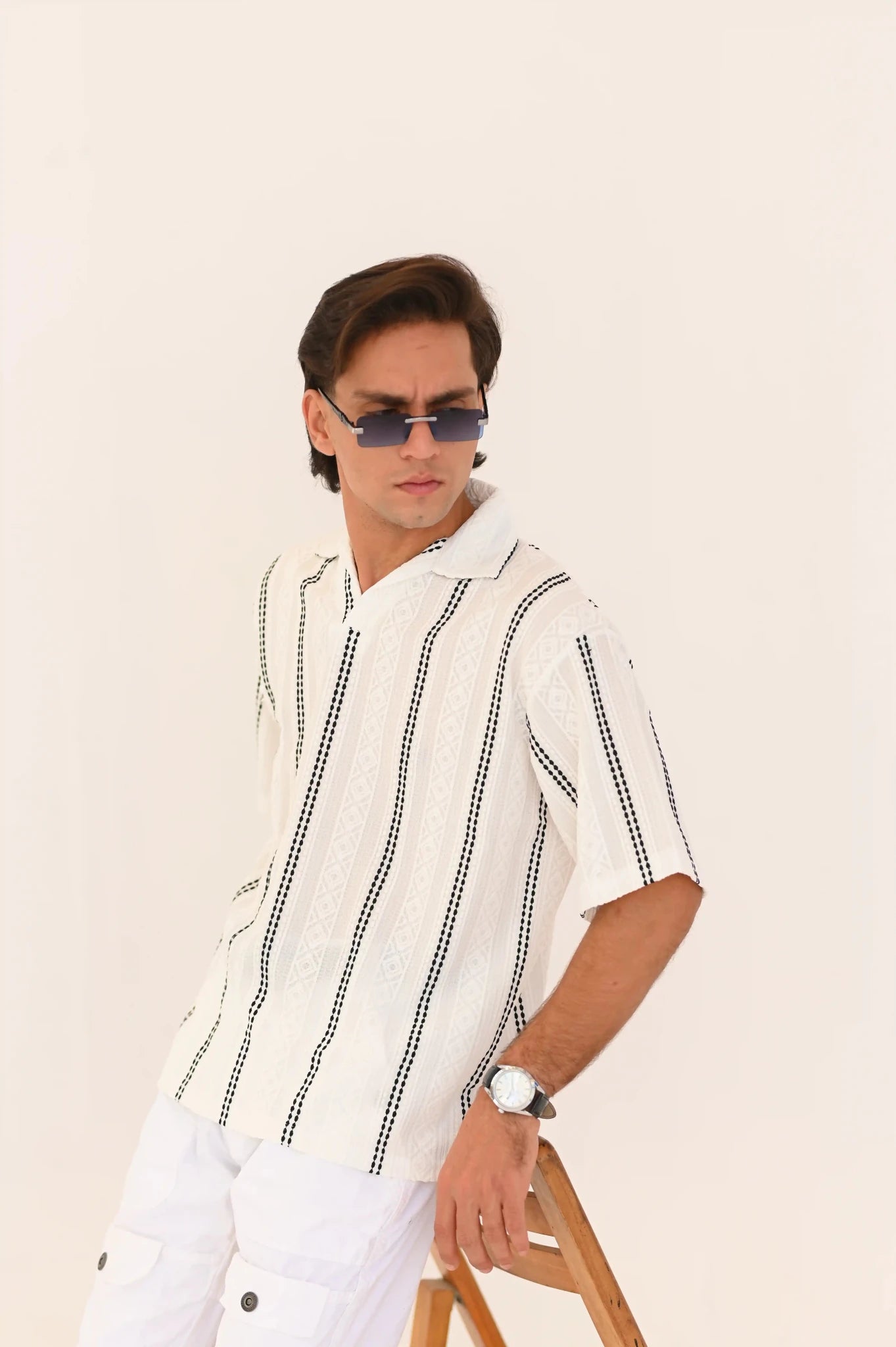 Imported Oversized Johnny Collar Shirt - Unisex - Vibe Z9
