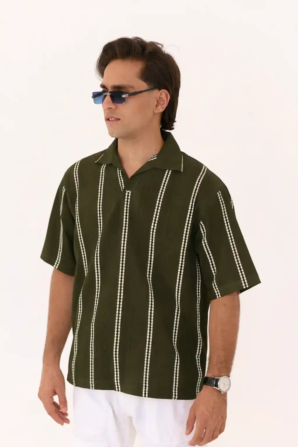 Imported Oversized Johnny Collar Shirt - Unisex - Vibe Z9
