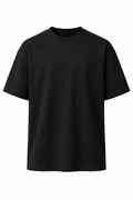 Jet Black Oversized Crew Neck Tee | Premium Cotton Unisex - Vibe Z9