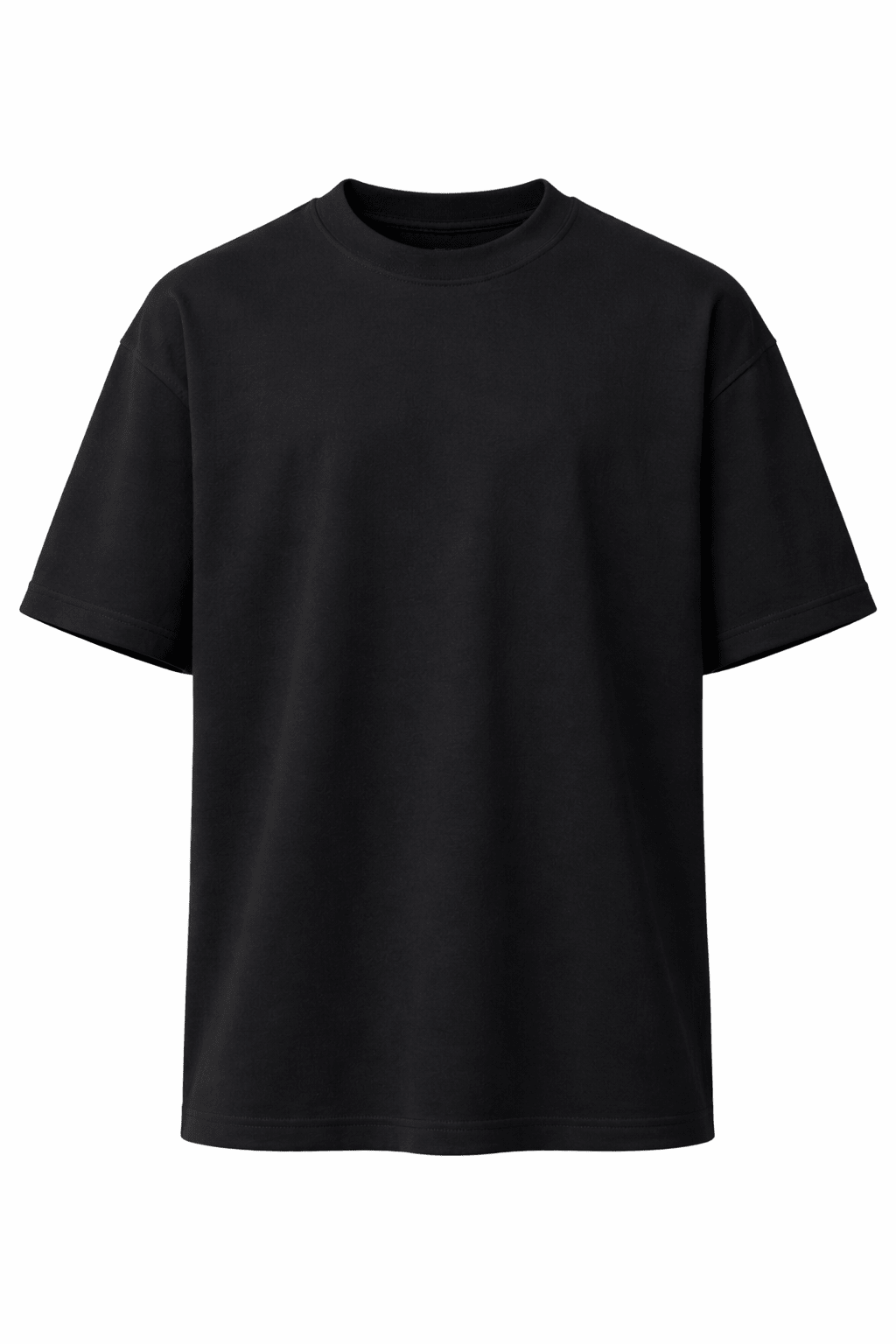 Jet Black Oversized Crew Neck Tee | Premium Cotton Unisex - Vibe Z9