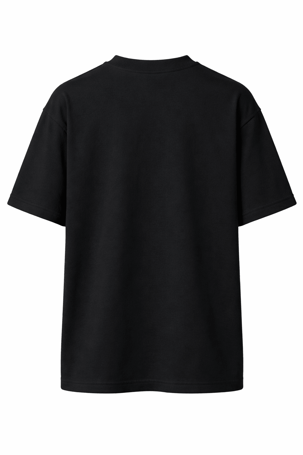 Jet Black Oversized Crew Neck Tee | Premium Cotton Unisex - Vibe Z9