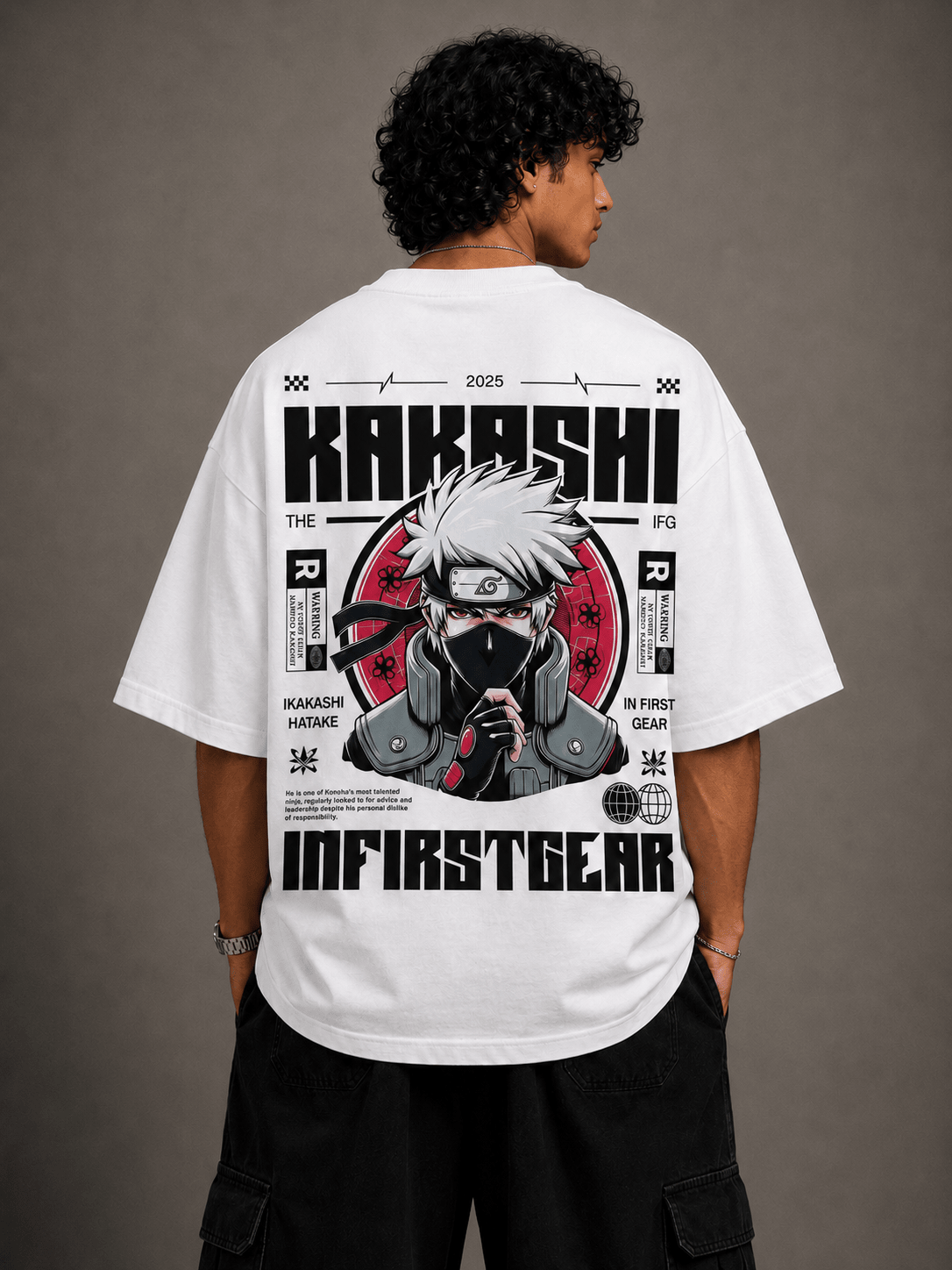 Kakashi In First Gear Oversized Graphic Tee - Vibe Z9