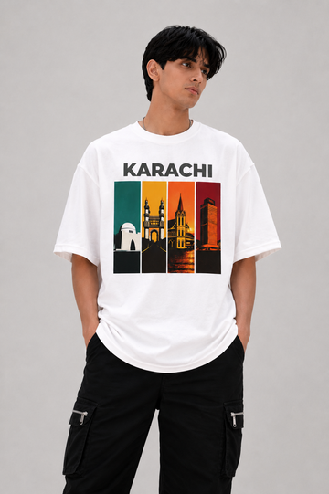 KARACHI Cityscape Oversized Graphic Tee