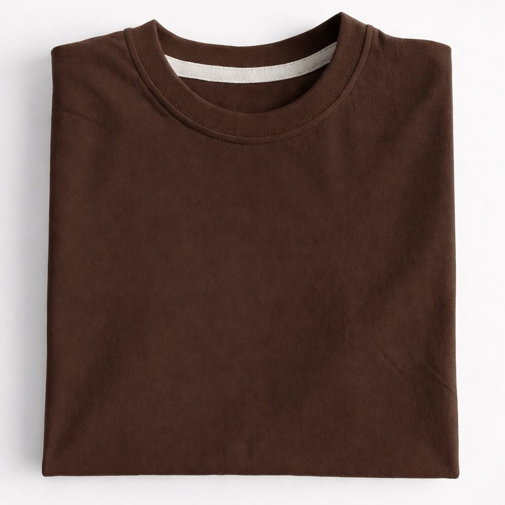 Dark Brown Crew Neck T-Shirt | Premium Cotton Casual Tee
