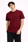Maroon Crew Neck T-Shirt | Premium Cotton Casual Tee - Vibe Z9