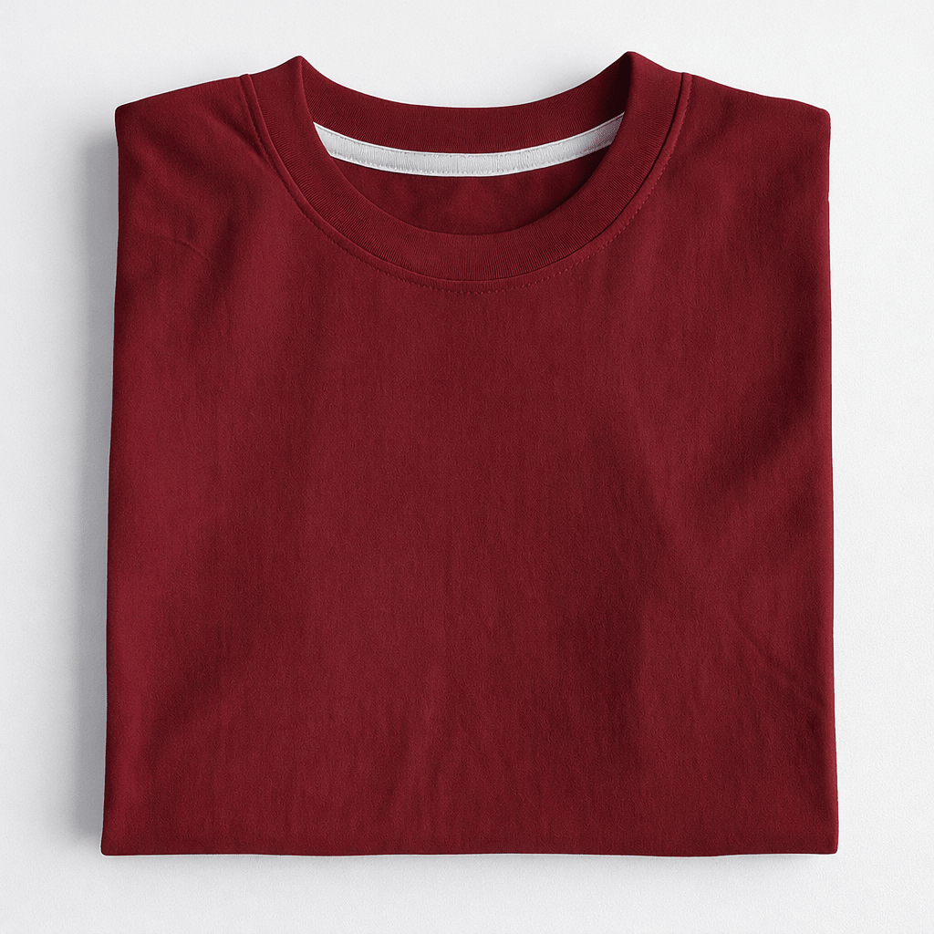 Maroon Crew Neck T-Shirt | Premium Cotton Casual Tee - Vibe Z9
