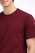 Maroon Crew Neck T-Shirt | Premium Cotton Casual Tee - Vibe Z9