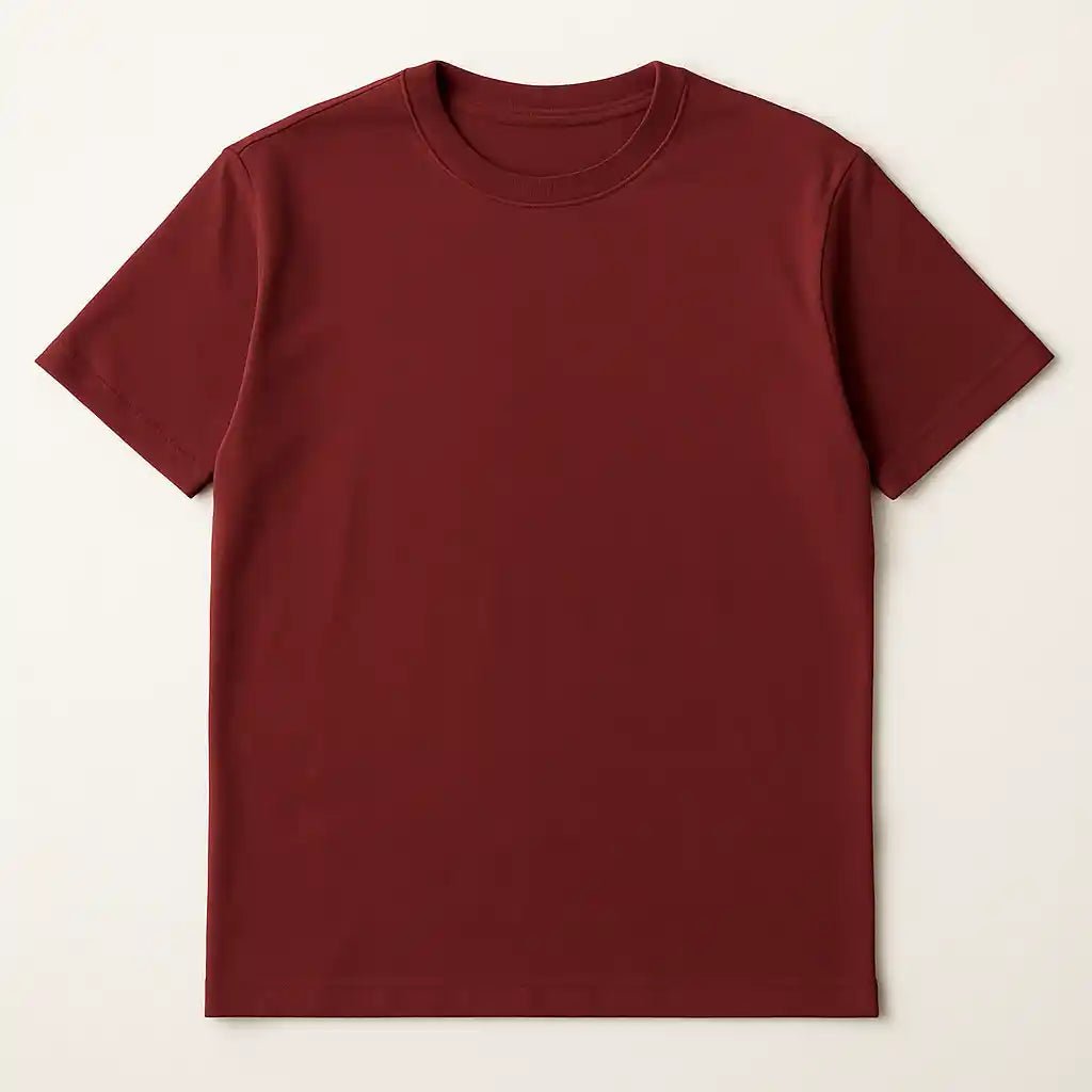 Maroon Crew Neck T-Shirt | Premium Cotton Casual Tee - Vibe Z9