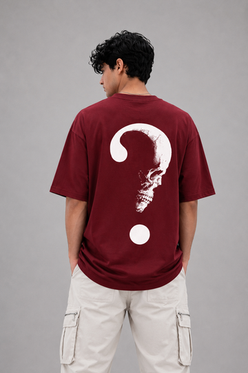 Skull Question Mark Oversized Graphic Tee