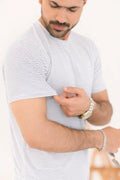 Micro-Stripe Crew Neck T-Shirt – Premium Imported Stretch Fabric - Vibe Z9