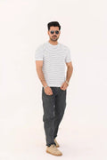 Micro-Stripe Crew Neck T-Shirt – Premium Imported Stretch Fabric - Vibe Z9
