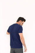 Micro-Stripe Crew Neck T-Shirt – Premium Imported Stretch Fabric - Vibe Z9