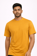 Mustard Crew Neck T-Shirt | Premium Cotton Casual Tee - Vibe Z9