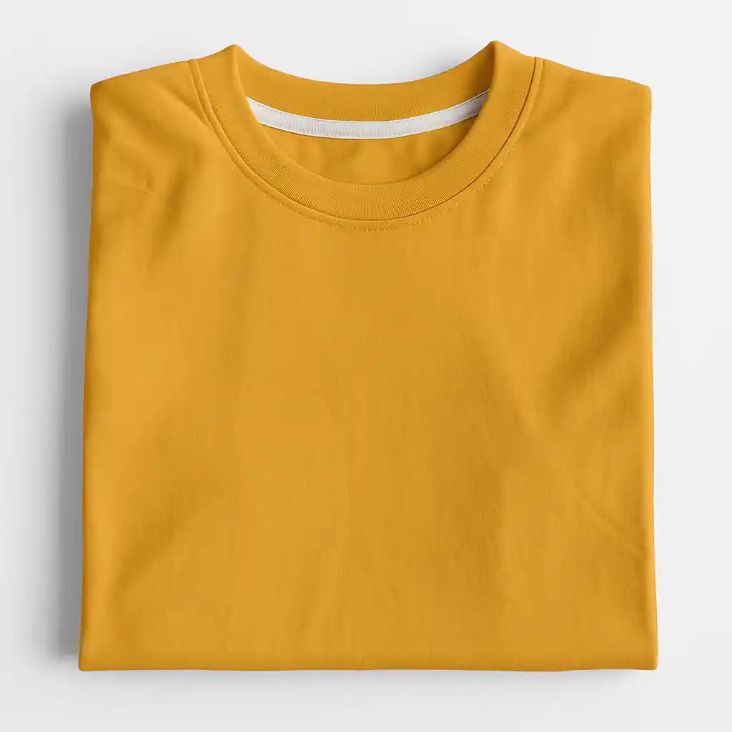 Mustard Crew Neck T-Shirt | Premium Cotton Casual Tee - Vibe Z9