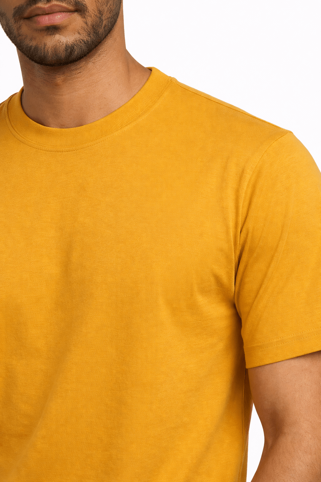 Mustard Crew Neck T-Shirt | Premium Cotton Casual Tee - Vibe Z9