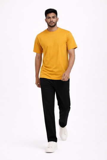 Mustard Crew Neck T-Shirt | Premium Cotton Casual Tee